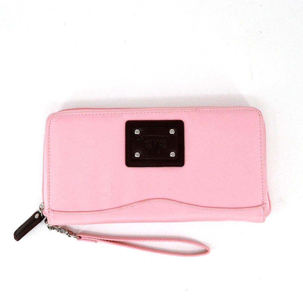 Rowallan Scotland Wallet Women Pink Nylon Zip Around Clutch ID Cards Cash Coin